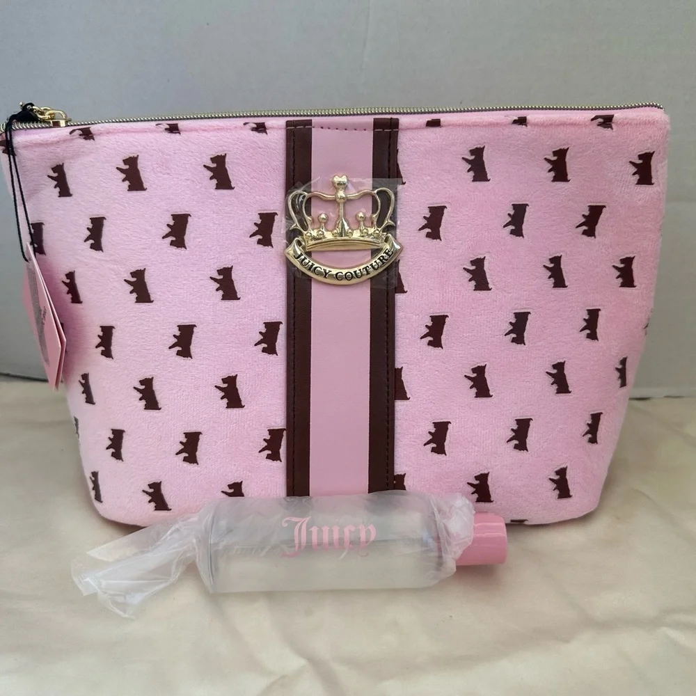 Juicy Couture Pink Crown-Embellished Clutch Cosmetics bag